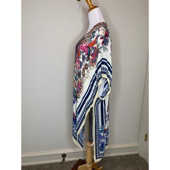 Boho Floral Open Front Kimono Shawl Duster OSFM - Picture 3 of 10